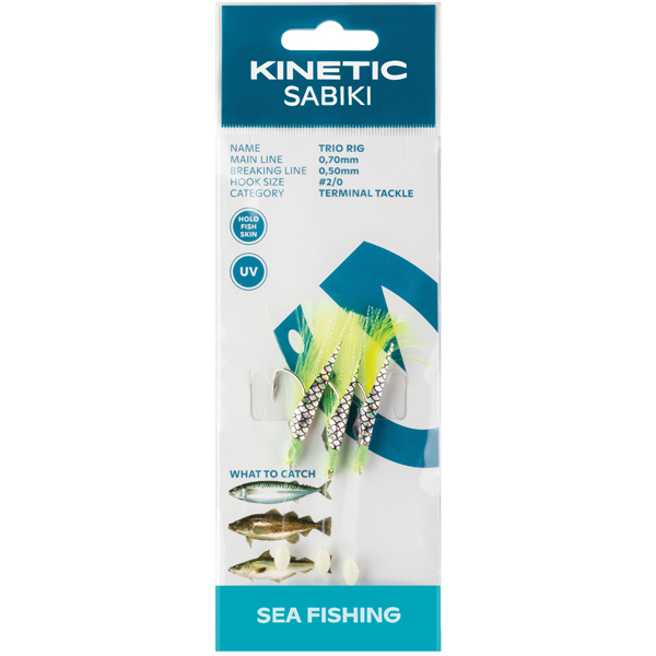Kinetisk Sabiki Trio tafs makrill/torsk, grön flash