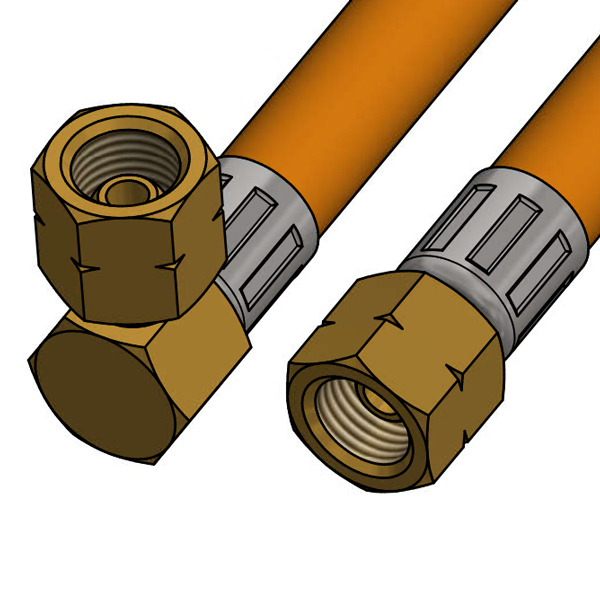 Gasolslang 80cm med G1/42 LH vinkel växlande till + G1/4" LH lekande