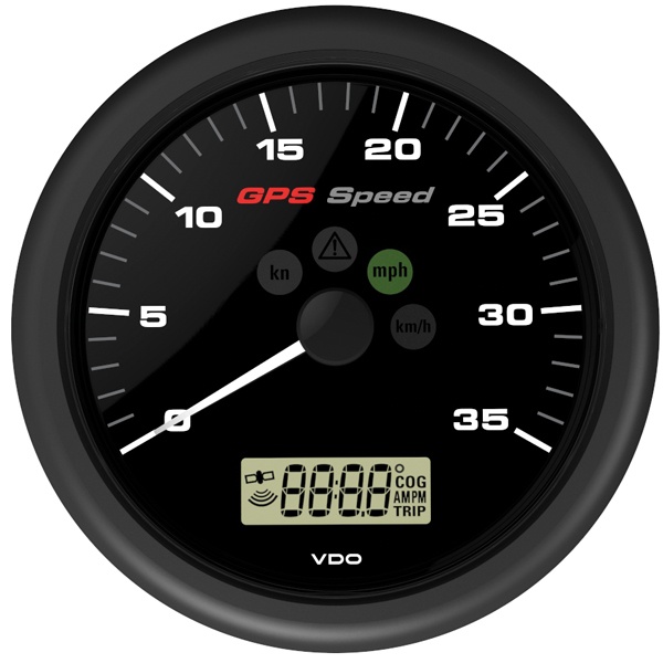 VDO gps speed 0-12knob, 12v med lcd display, svart ø110mm