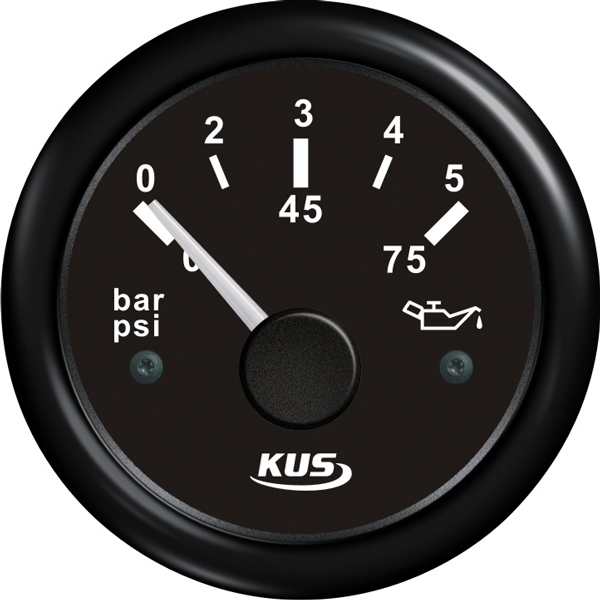 Kus oljetryck svart 0-5bar, 10-184 &240-33ohm, 12/24V