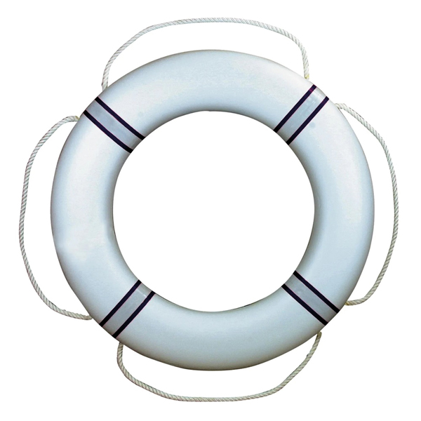 Livboj vit med blått reflexband, FP 380 utan kastlina