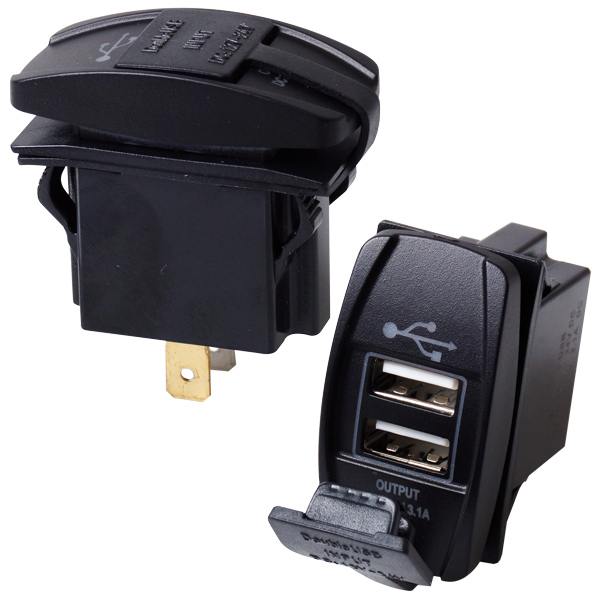 Kontakt med 2 st 3,1Amp usb-uttag, ingång 6-30 V