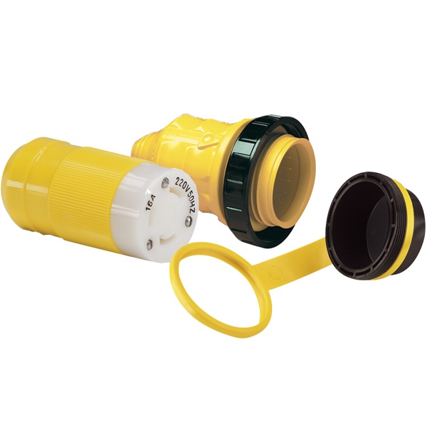 Marinco landströmskontakt 16 Amp med lock och mantel