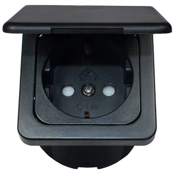 Eluttag 220V med lock svart