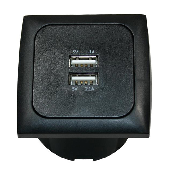 Strömuttag f inbyggn 12/24v 2 x USB