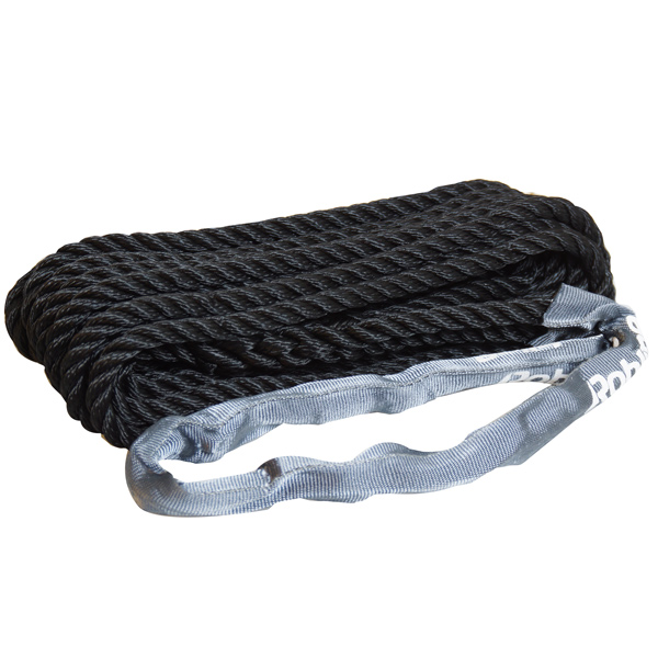 Robline förtöjning, öga m webbing, 3-slagen svart 12mm 10 m