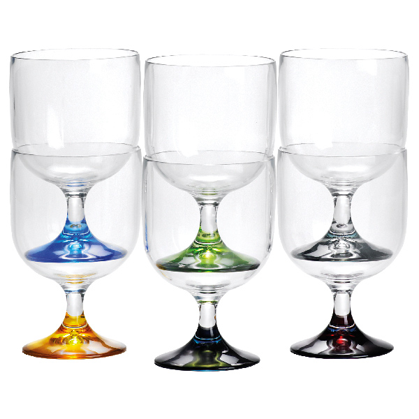 MB Vinglas med färgad botten, stapelbart Ø7 cm 200 ml. 6 st