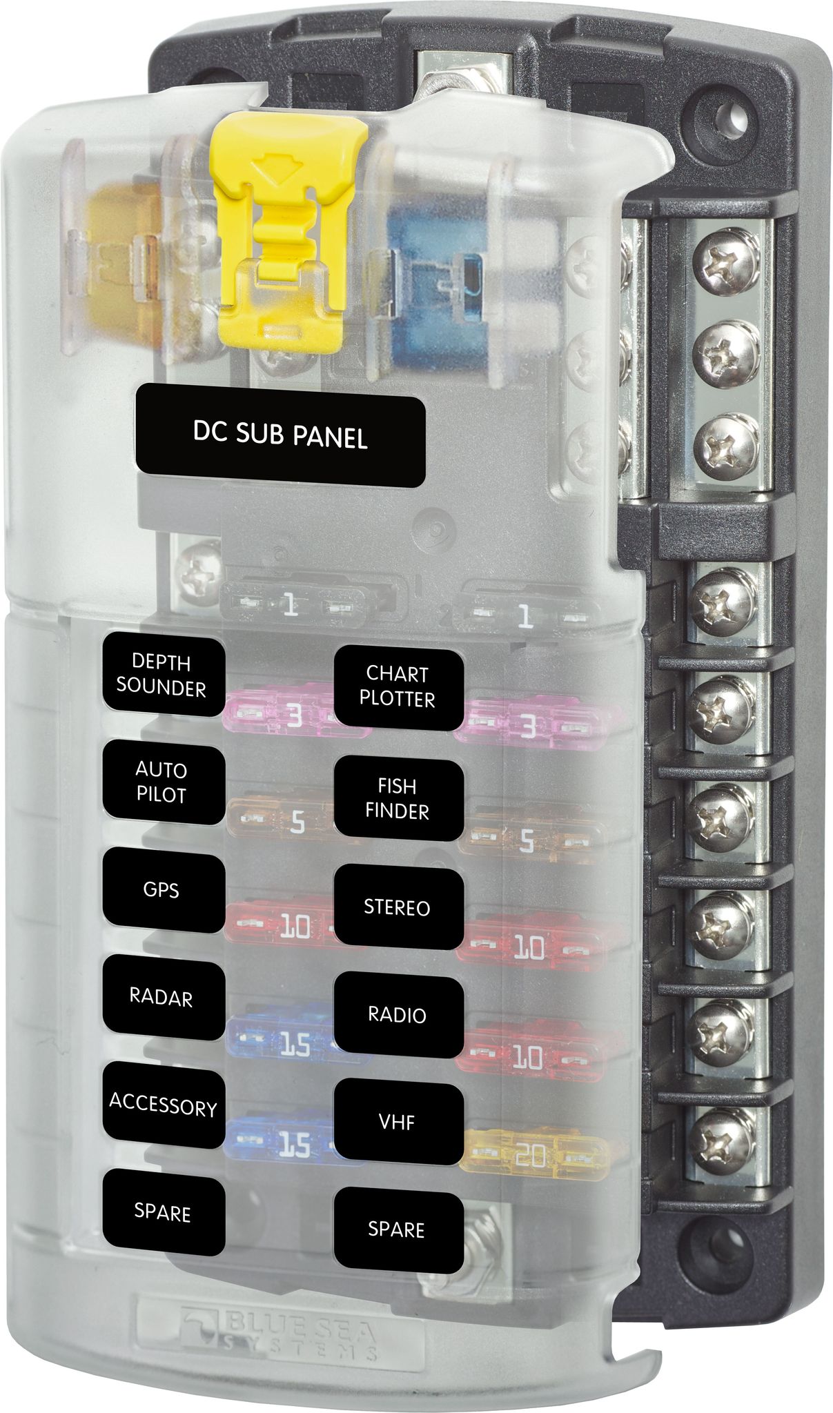 BSS Fuse Block ST-Blade 12 Circuits with Grounding/cvr (Bulk)