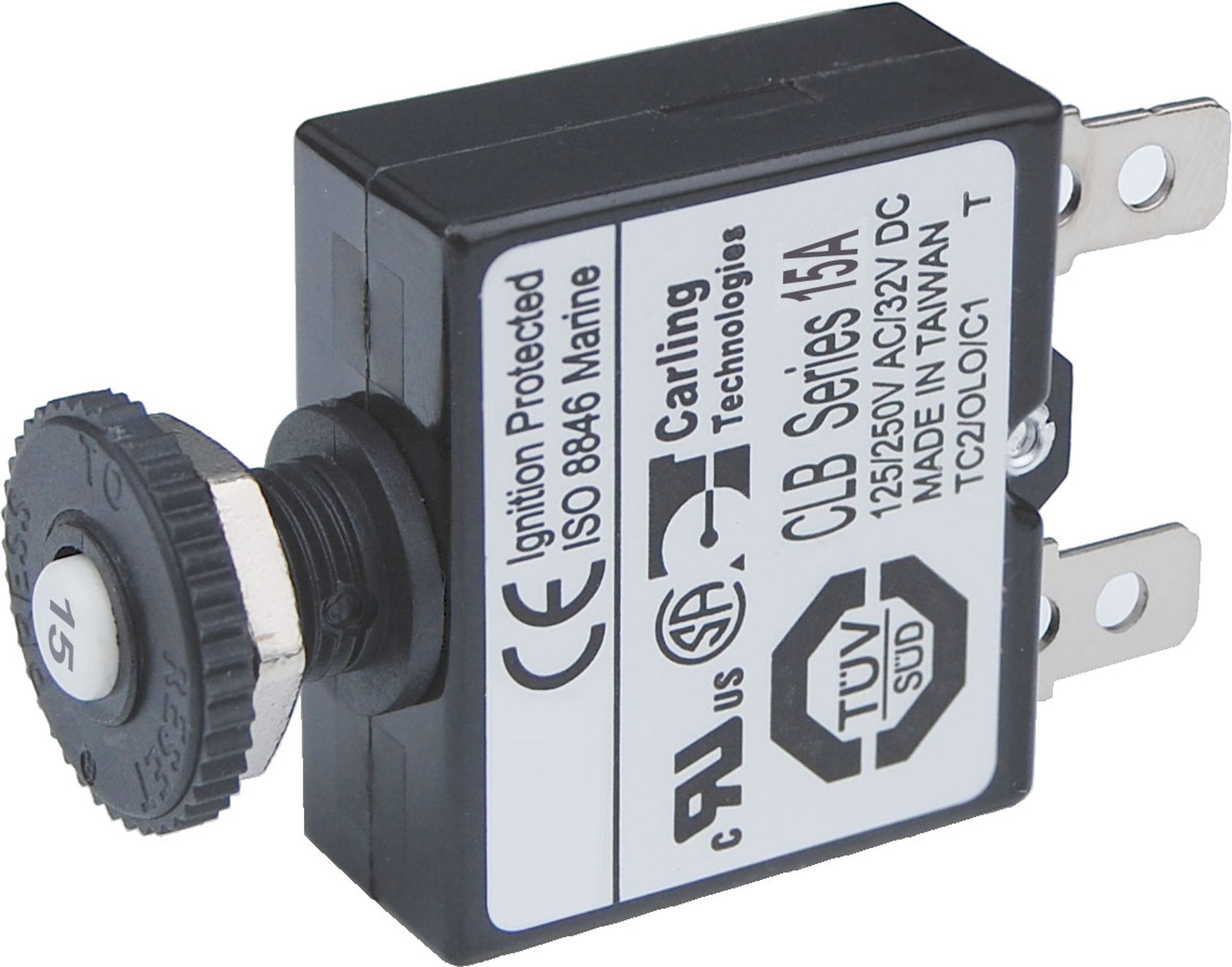 Blue Sea Systems Circuit Breaker Push Button QC 15A
