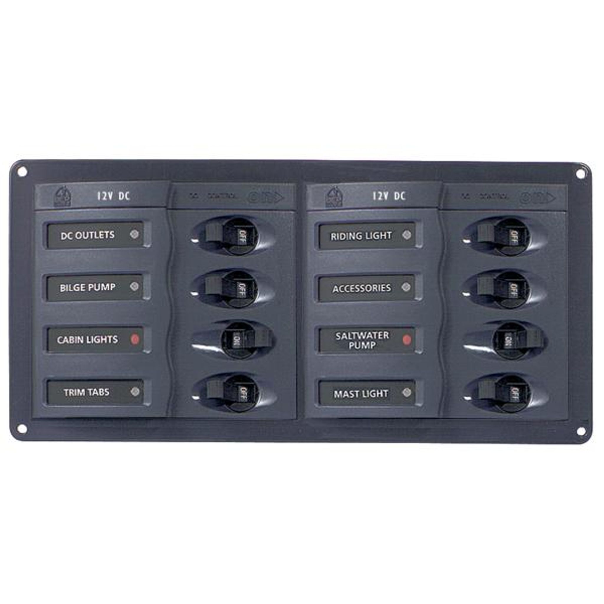 BEP Circuit Breaker Panel DC 12V 8x Single Pole 2x